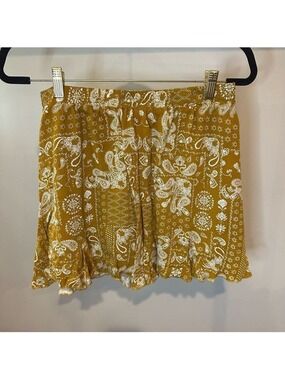 Mini Skirt With A Paisley And Geometric Pattern Goldenrod Colour Size L
